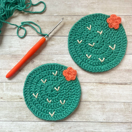 Crochet Cactus Coasters | Set of 2