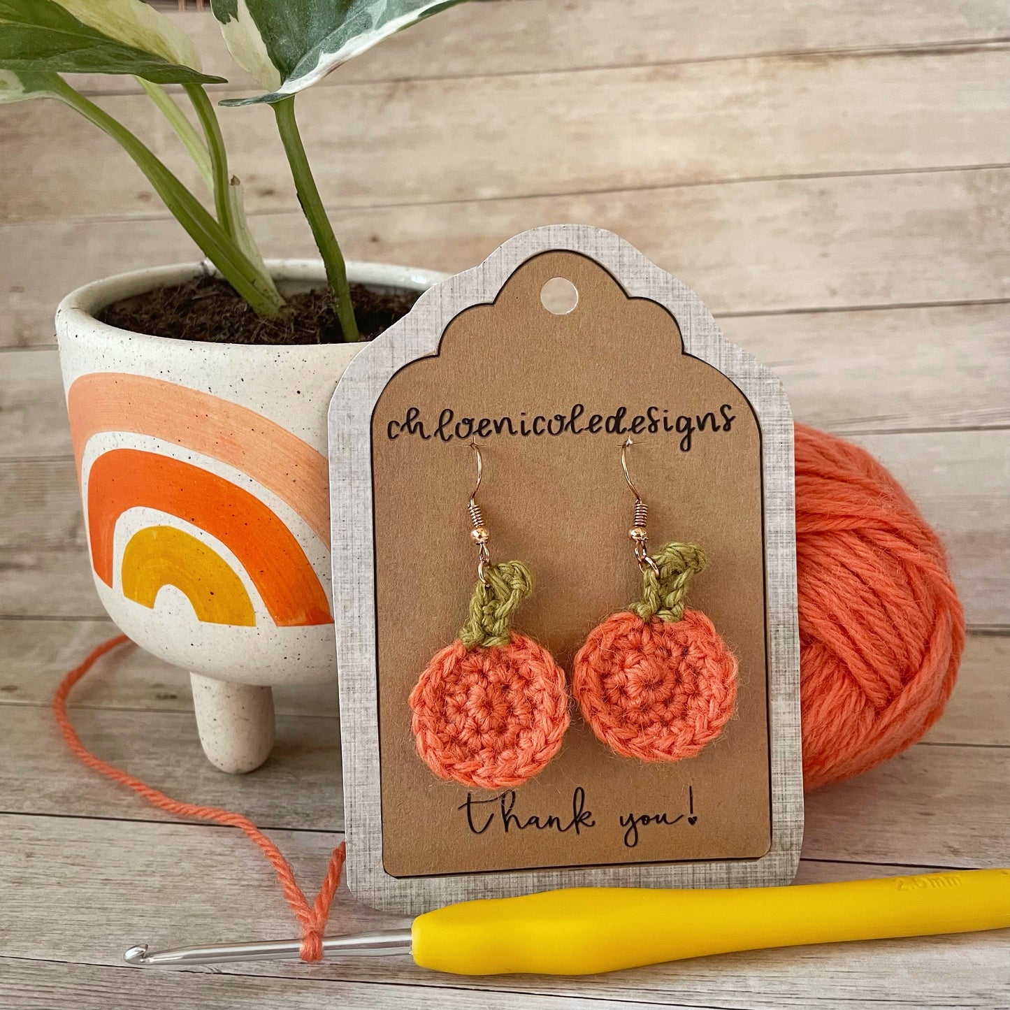 Crochet Peach Earrings | Handmade | Rose Gold