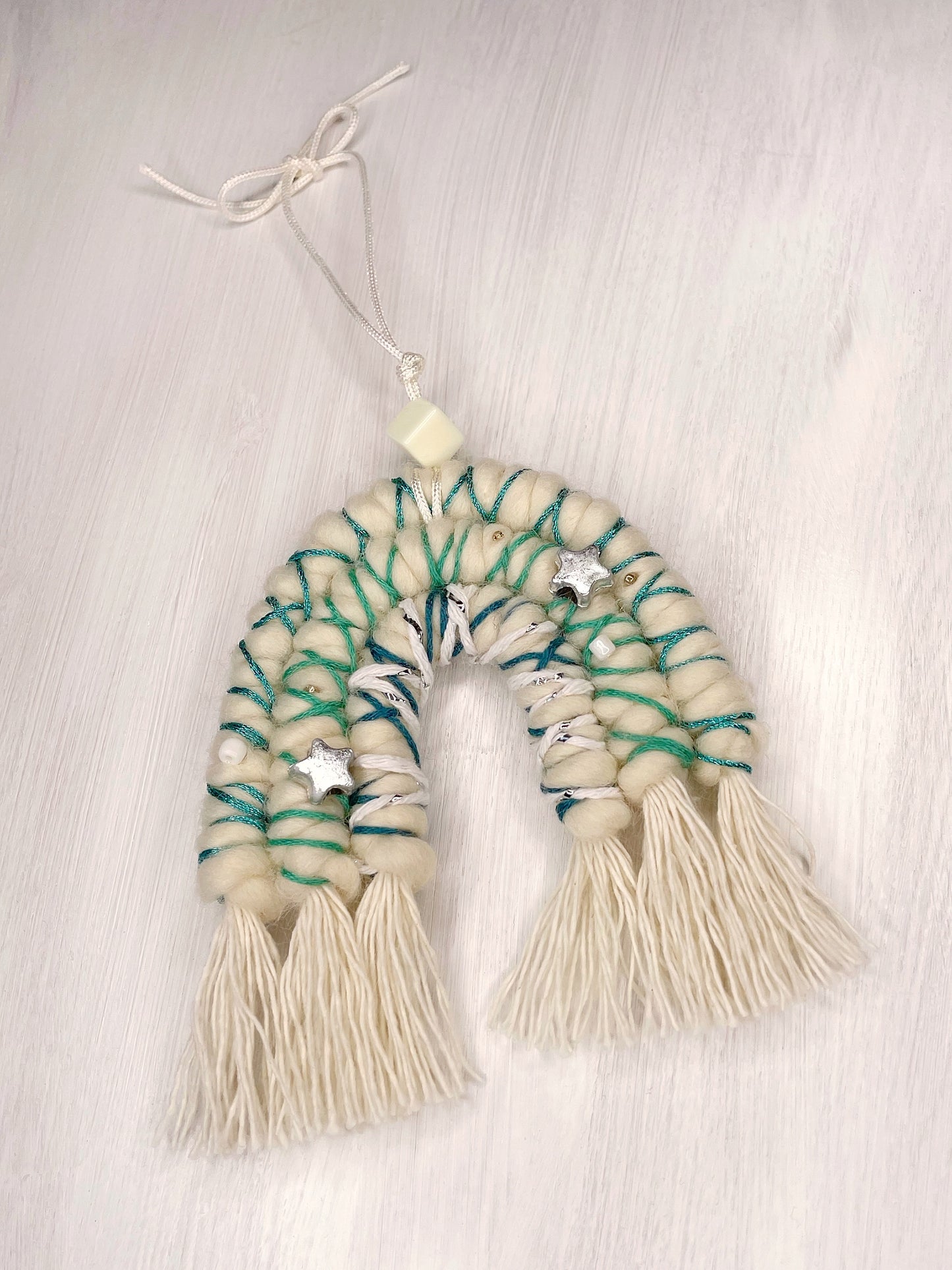 Macrame Rainbow Hanging Charm - Blue