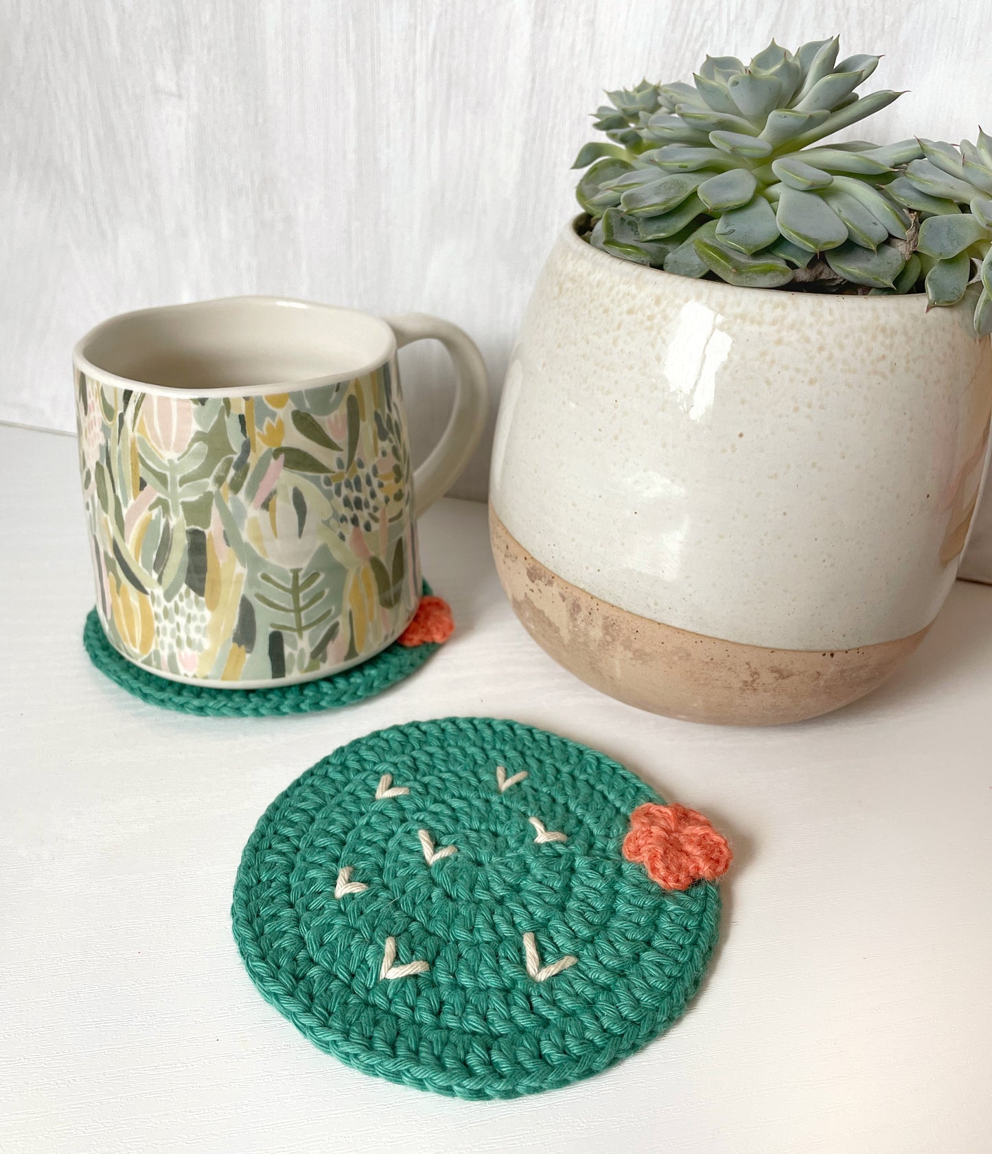 Crochet Cactus Coasters | Set of 2