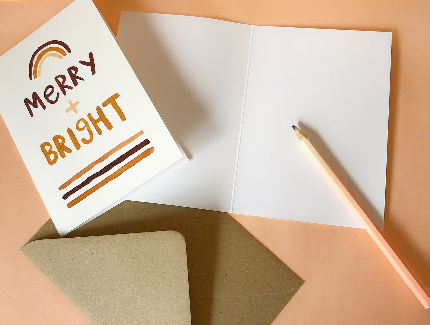 Merry + Bright Christmas Greeting Card