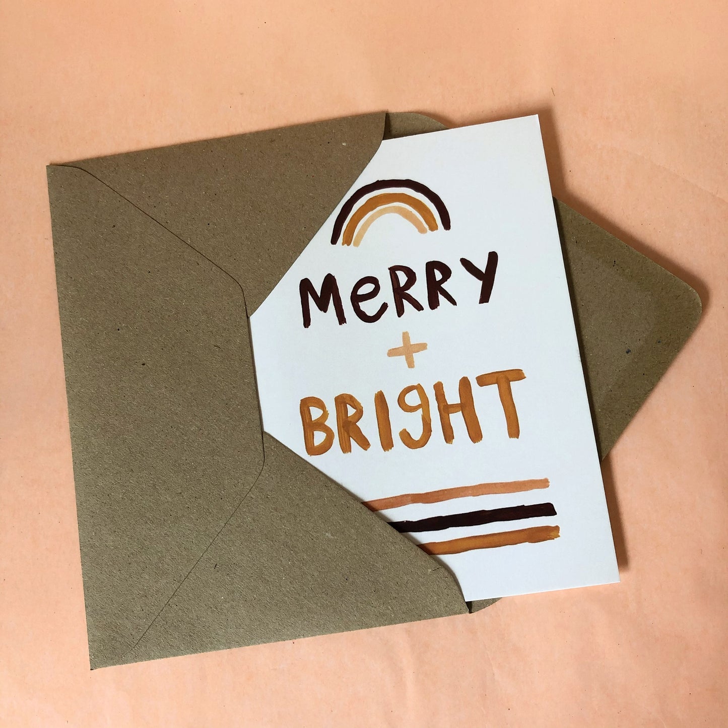 Merry + Bright Christmas Greeting Card