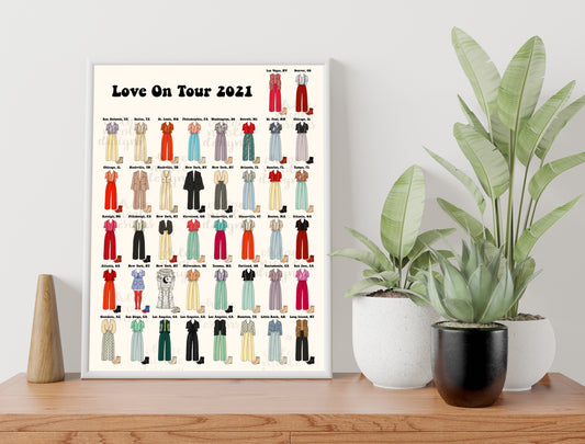 Love on Tour 2021 North America Harry Styles Outfits A3 Poster | HSLOT