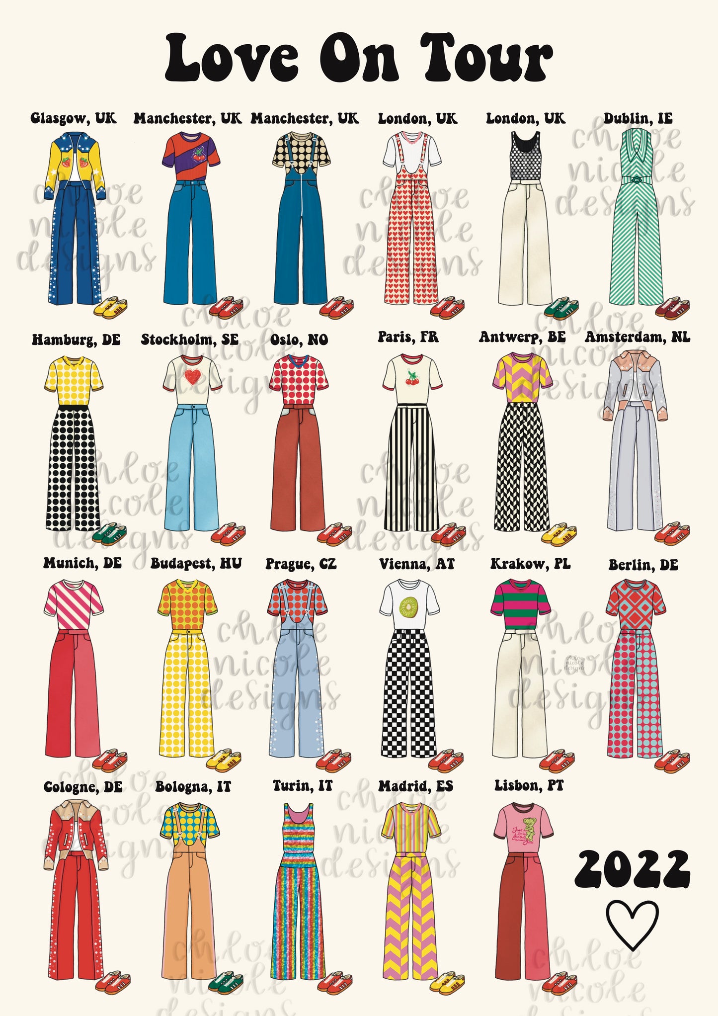 Love On Tour 2022 Europe Harry Styles Outfits A3 Poster | HSLOT