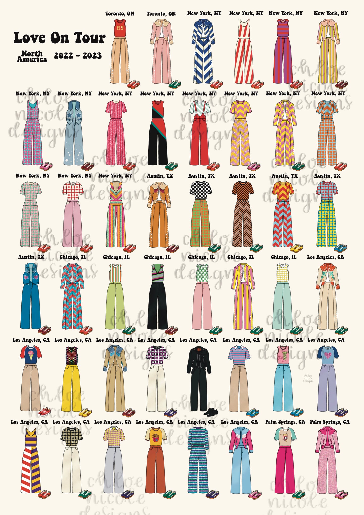 Love on Tour 2022-23 North America Harry Styles Outfits A3 Poster | HSLOT