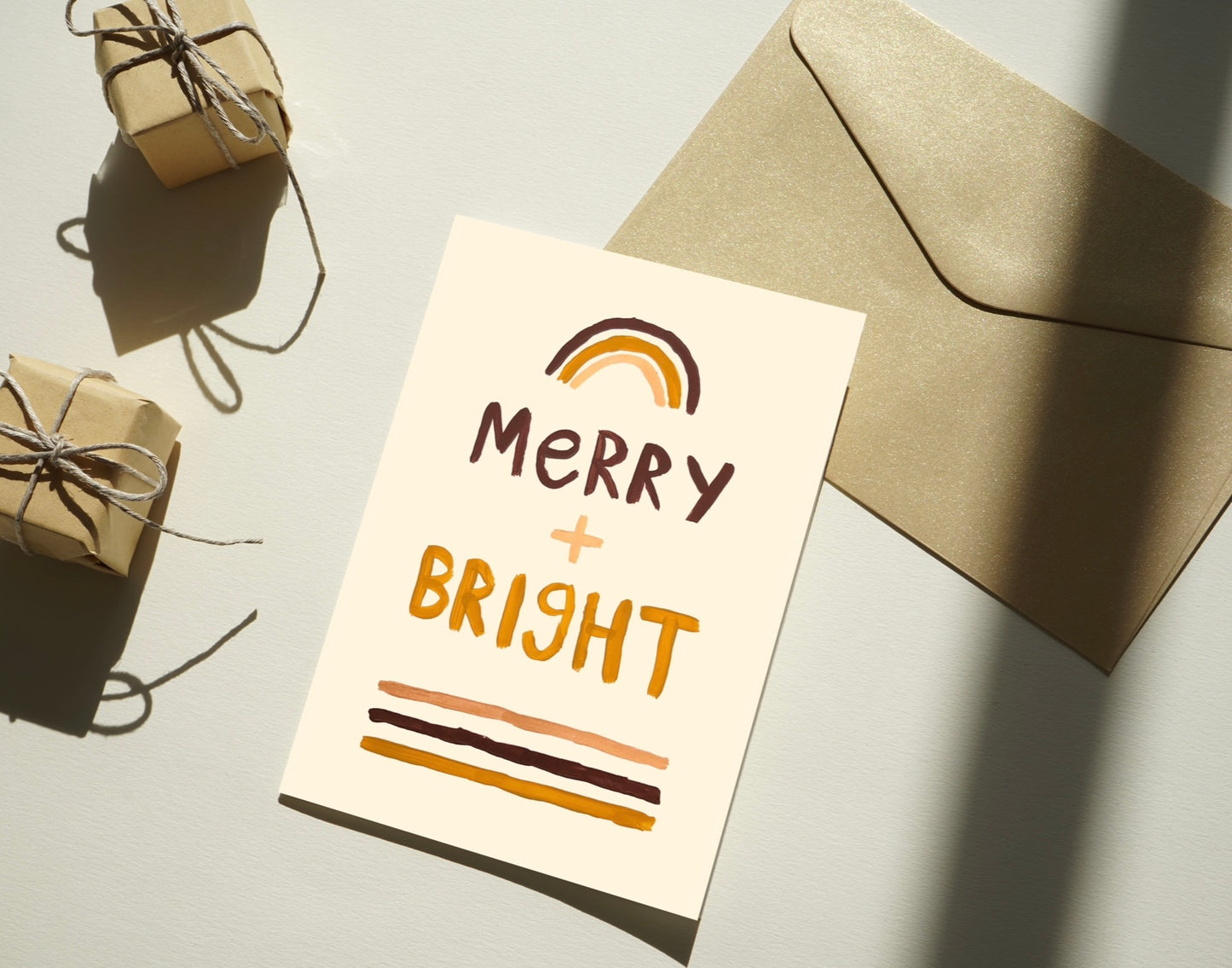 Merry + Bright Christmas Greeting Card