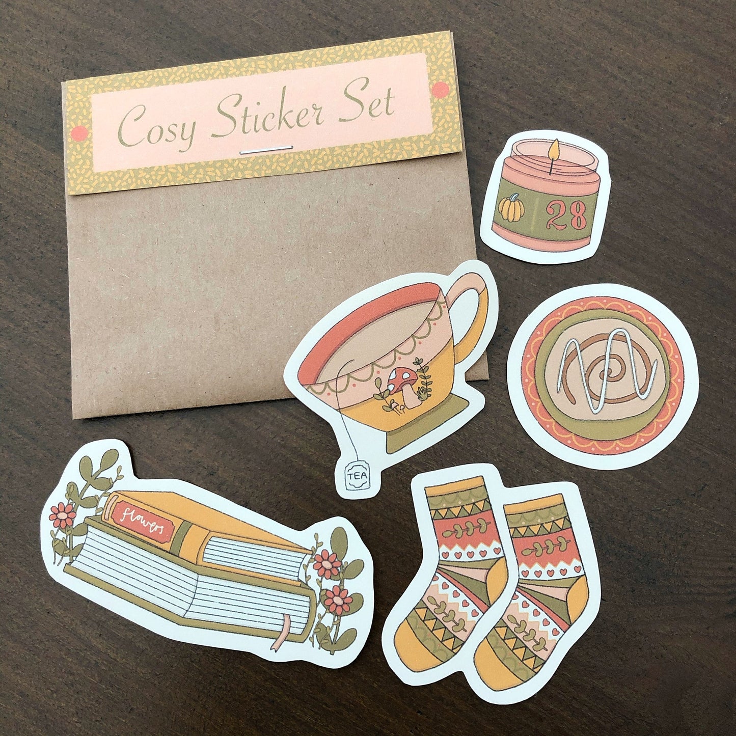 Cosy/Hygge Stickers | Set of 5 | Die-cut